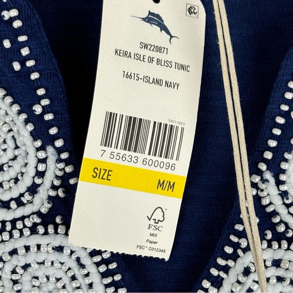 Tommy Bahama Top‎ Women Medium Royal Blue Keira Isle Of Bliss Tunic Beaded - Picture 11 of 16